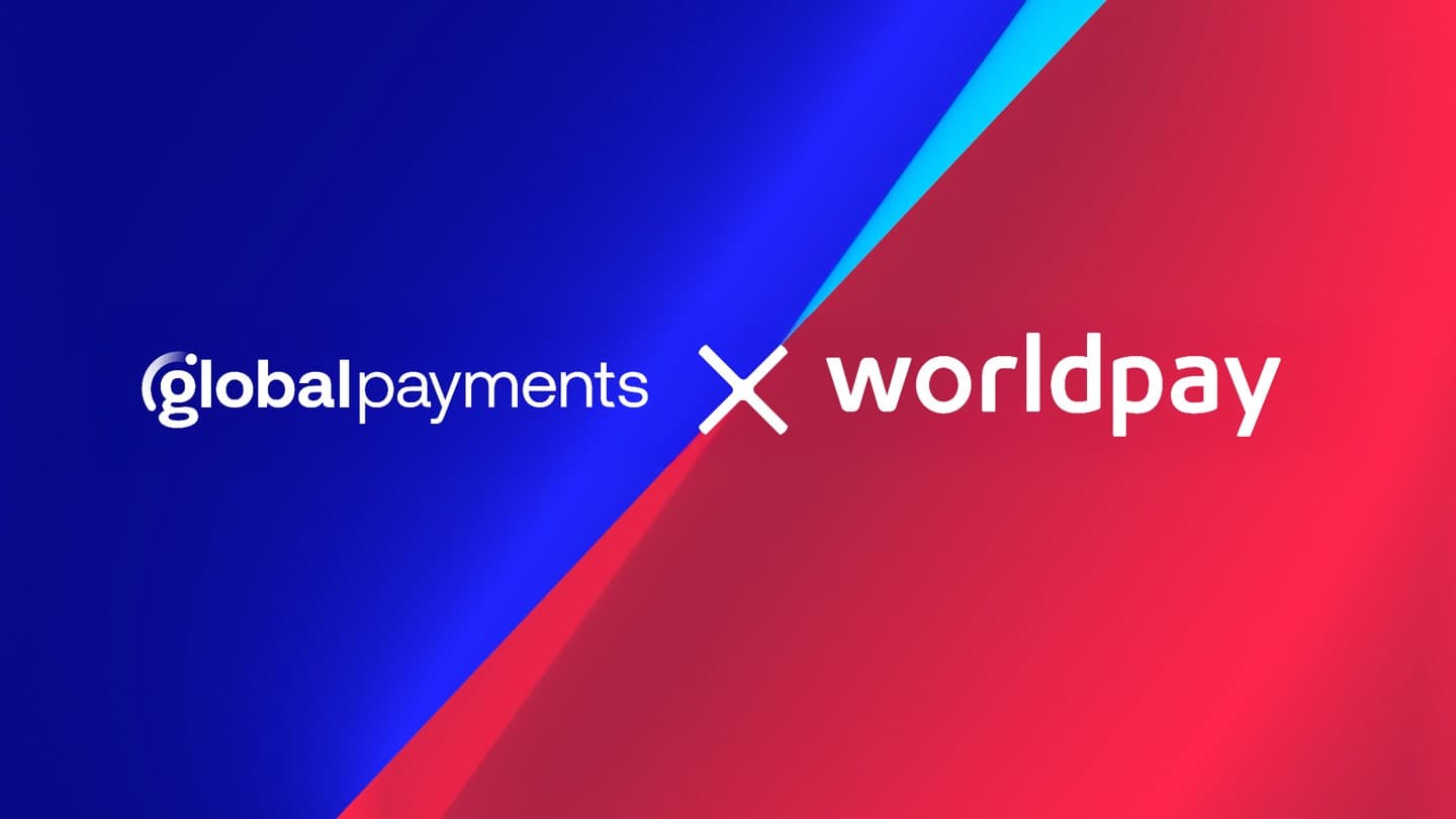 Global payments and Worldpay logos, multiplying what's possible